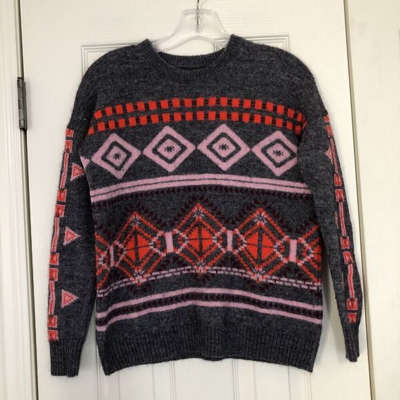 J. Crew Womens Sm Nordic Fair‎ Isle Nordic Sweater Mohair Wool Blend Prepp… - Picture 1 of 9